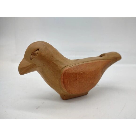 Red Clay Bird Whistle American Folk Art Pottery Decorative Handmade Artisan - Picture 1 of 8